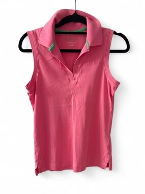 Lilly Pulitzer Pink Sleeveless Polo Tank with Green Trim